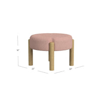 Eli 22 Inch Ottoman Footstool, Blush Pink Boucle and Natural Hardwood -BM334166