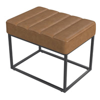 Kai Ottoman Footstool, Carmel Brown Faux Leather, Black Metal, 22 Inch -BM334167