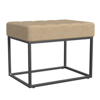 Kai Ottoman Footstool, Light Brown Woven Fabric, Black Metal, 22 Inch -BM334169