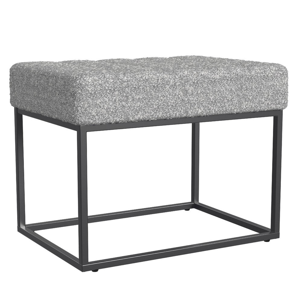 Kai Ottoman Footstool, Heather Gray Yarn Cream Boucle, Black, 22 Inch -BM334170