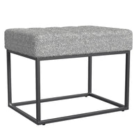 Kai Ottoman Footstool, Heather Gray Yarn Cream Boucle, Black, 22 Inch -BM334170