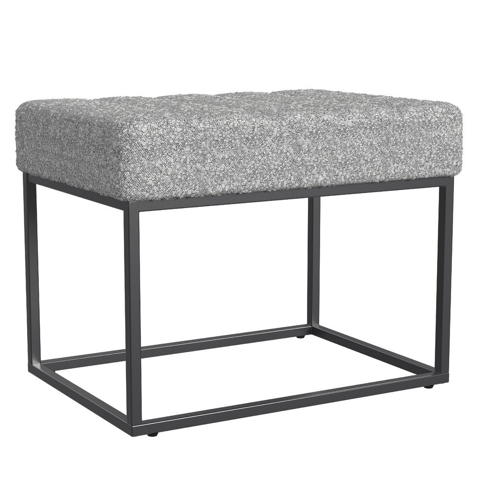 Kai Ottoman Footstool, Heather Gray Yarn Cream Boucle, Black, 22 Inch -BM334170