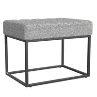 Kai Ottoman Footstool, Heather Gray Yarn Cream Boucle, Black, 22 Inch -BM334170