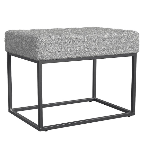 Kai Ottoman Footstool, Heather Gray Yarn Cream Boucle, Black, 22 Inch -BM334170