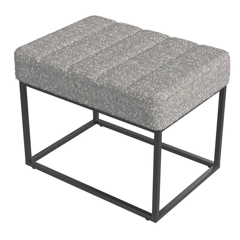 Kai Ottoman Footstool, Heather Gray Yarn Cream Boucle, Black, 22 Inch -BM334170