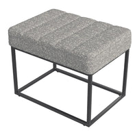 Kai Ottoman Footstool, Heather Gray Yarn Cream Boucle, Black, 22 Inch -BM334170