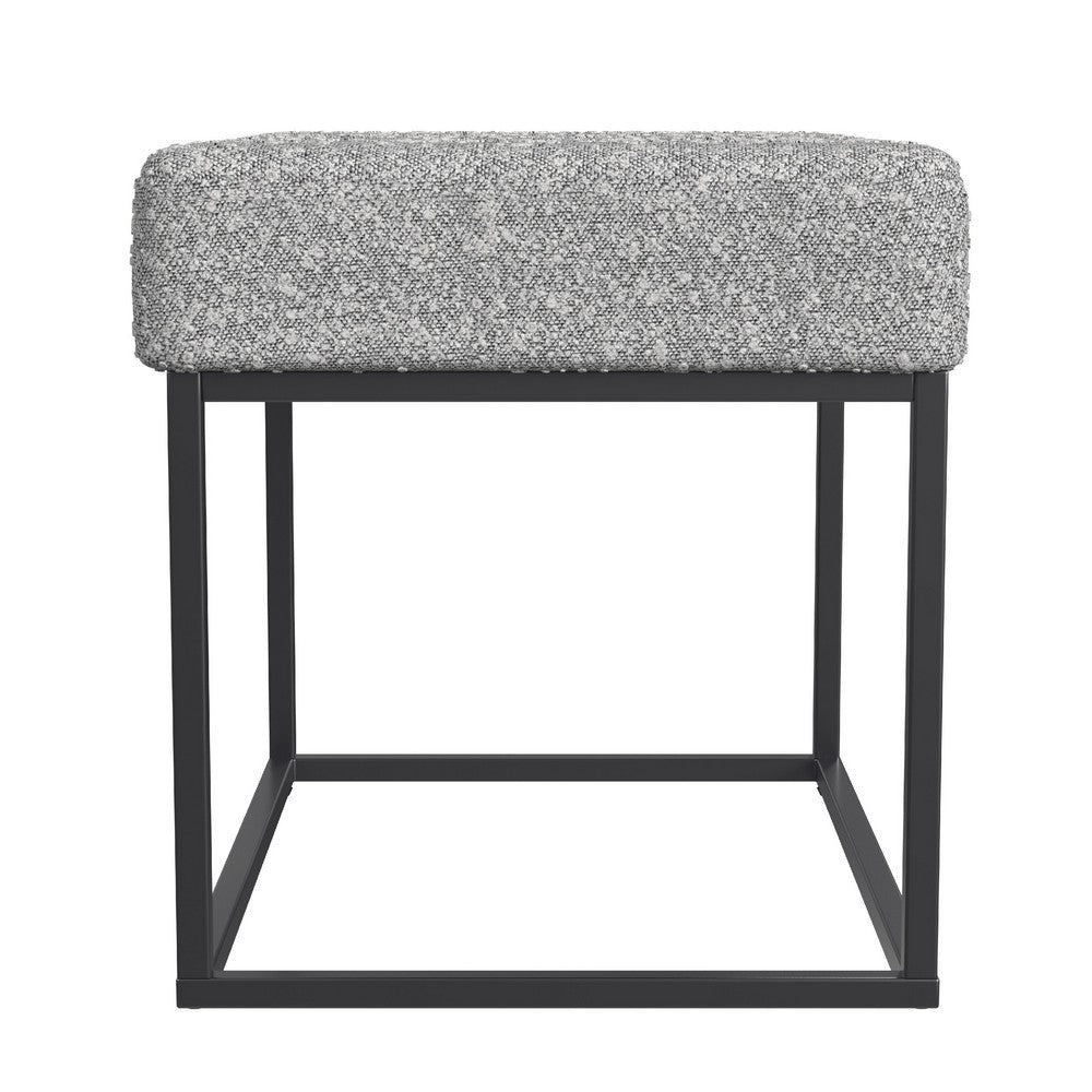 Kai Ottoman Footstool, Heather Gray Yarn Cream Boucle, Black, 22 Inch -BM334170