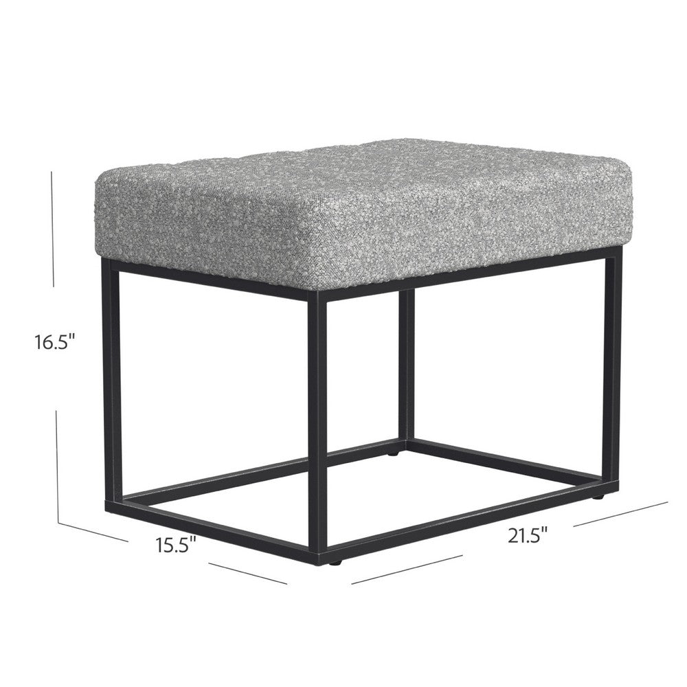 Kai Ottoman Footstool, Heather Gray Yarn Cream Boucle, Black, 22 Inch -BM334170