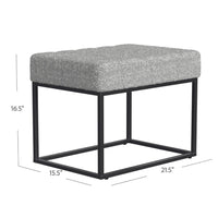 Kai Ottoman Footstool, Heather Gray Yarn Cream Boucle, Black, 22 Inch -BM334170