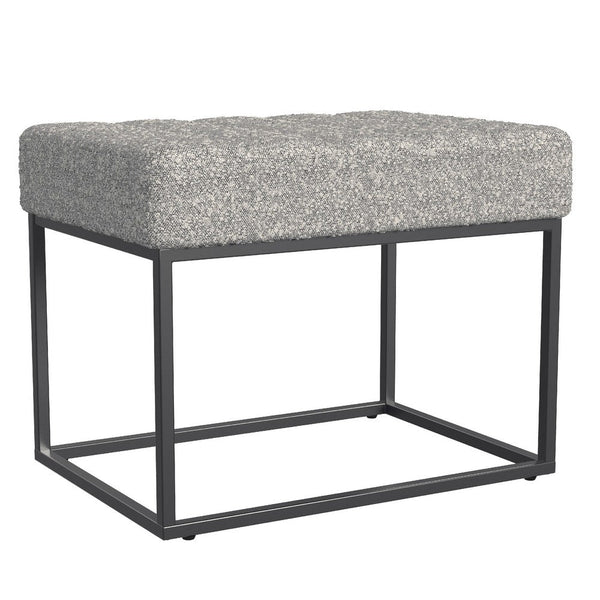 Kai Ottoman Footstool, Heather Gray Yarn Cream Boucle, Black, 22 Inch -BM334170