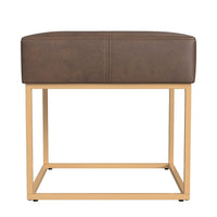 Kai Ottoman Footstool, Brown Faux Leather, Gold Metal, 18 Inch Square -BM334171