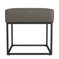 Kai Ottoman Footstool, Gray Faux Leather, Black Metal, 18 Inch Square -BM334172