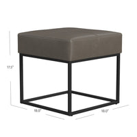 Kai Ottoman Footstool, Gray Faux Leather, Black Metal, 18 Inch Square -BM334172