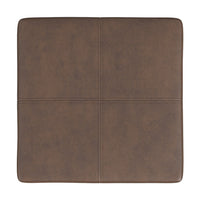 Kai Ottoman, Brown Faux Leather and Gold Metal, 28 Inch Square -BM334173