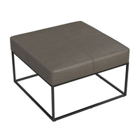 Kai Ottoman, Pewter Gray Faux Leather and Black Metal, 28 Inch Square -BM334174