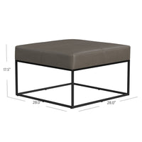 Kai Ottoman, Pewter Gray Faux Leather and Black Metal, 28 Inch Square -BM334174