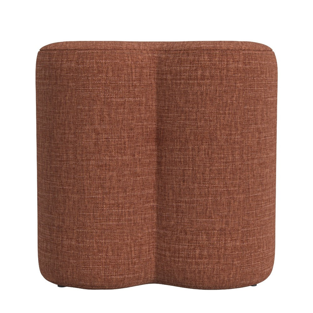 Ace Accent Ottoman with Clover Shape in Rust Orange Chenille, 18 Inch -BM334176
