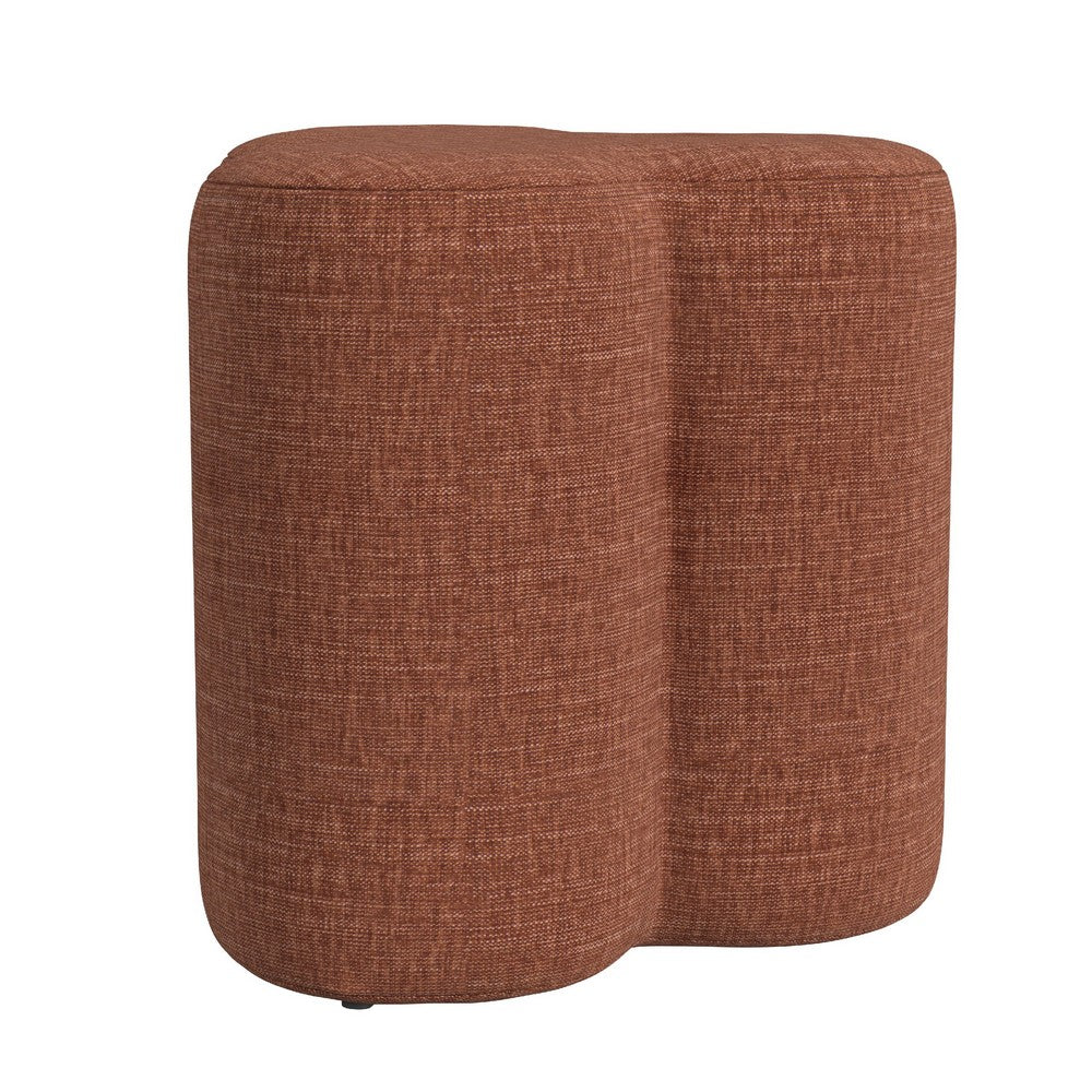 Ace Accent Ottoman with Clover Shape in Rust Orange Chenille, 18 Inch -BM334176