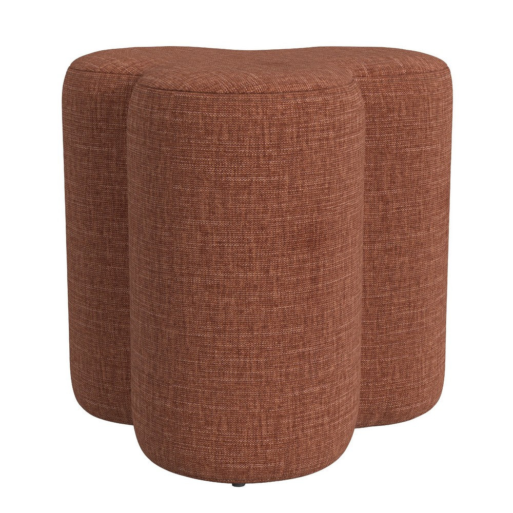 Ace Accent Ottoman with Clover Shape in Rust Orange Chenille, 18 Inch -BM334176