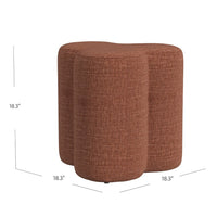 Ace Accent Ottoman with Clover Shape in Rust Orange Chenille, 18 Inch -BM334176