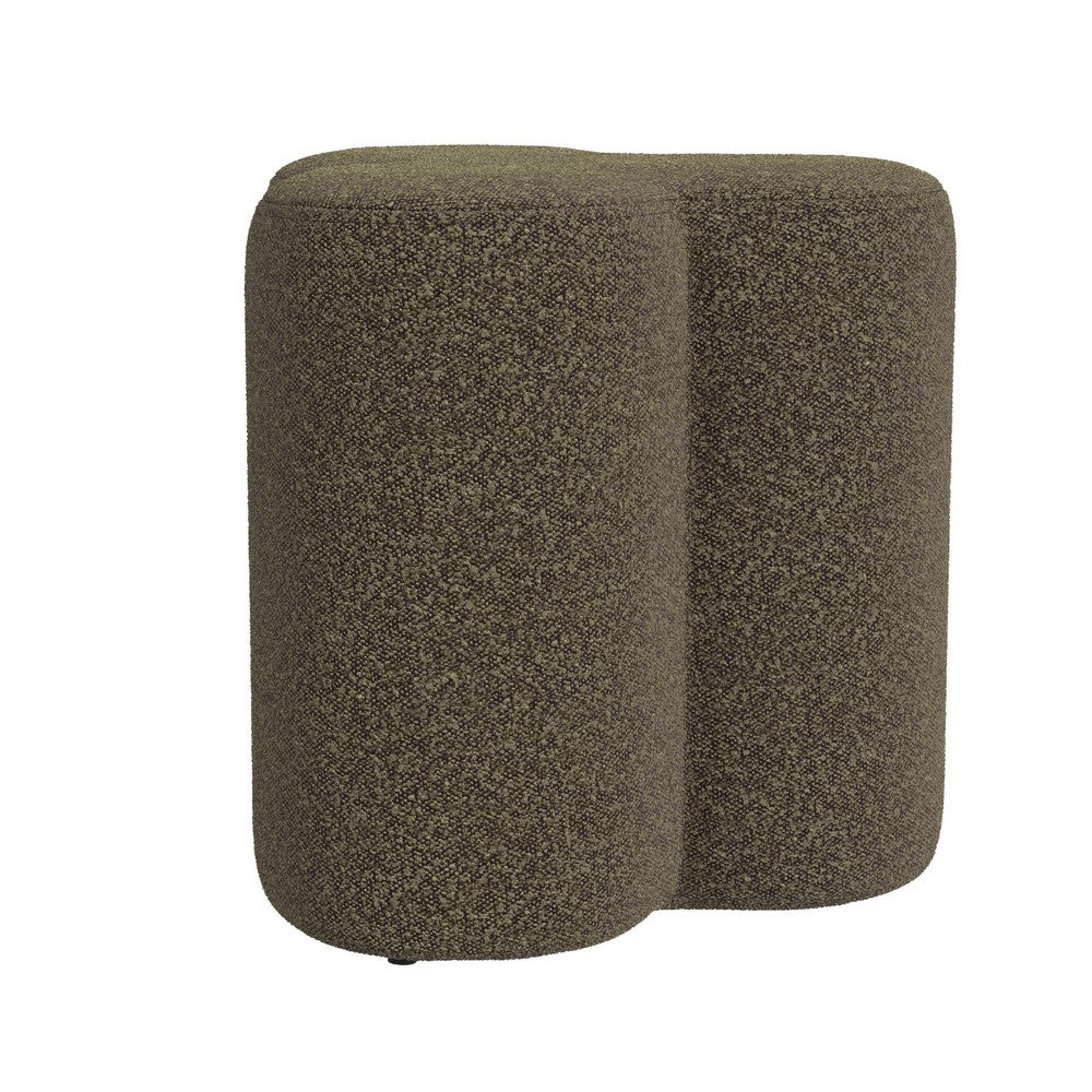 Ace Accent Ottoman with Clover Shape in Dark Brown Boucle, 18 Inch -BM334177