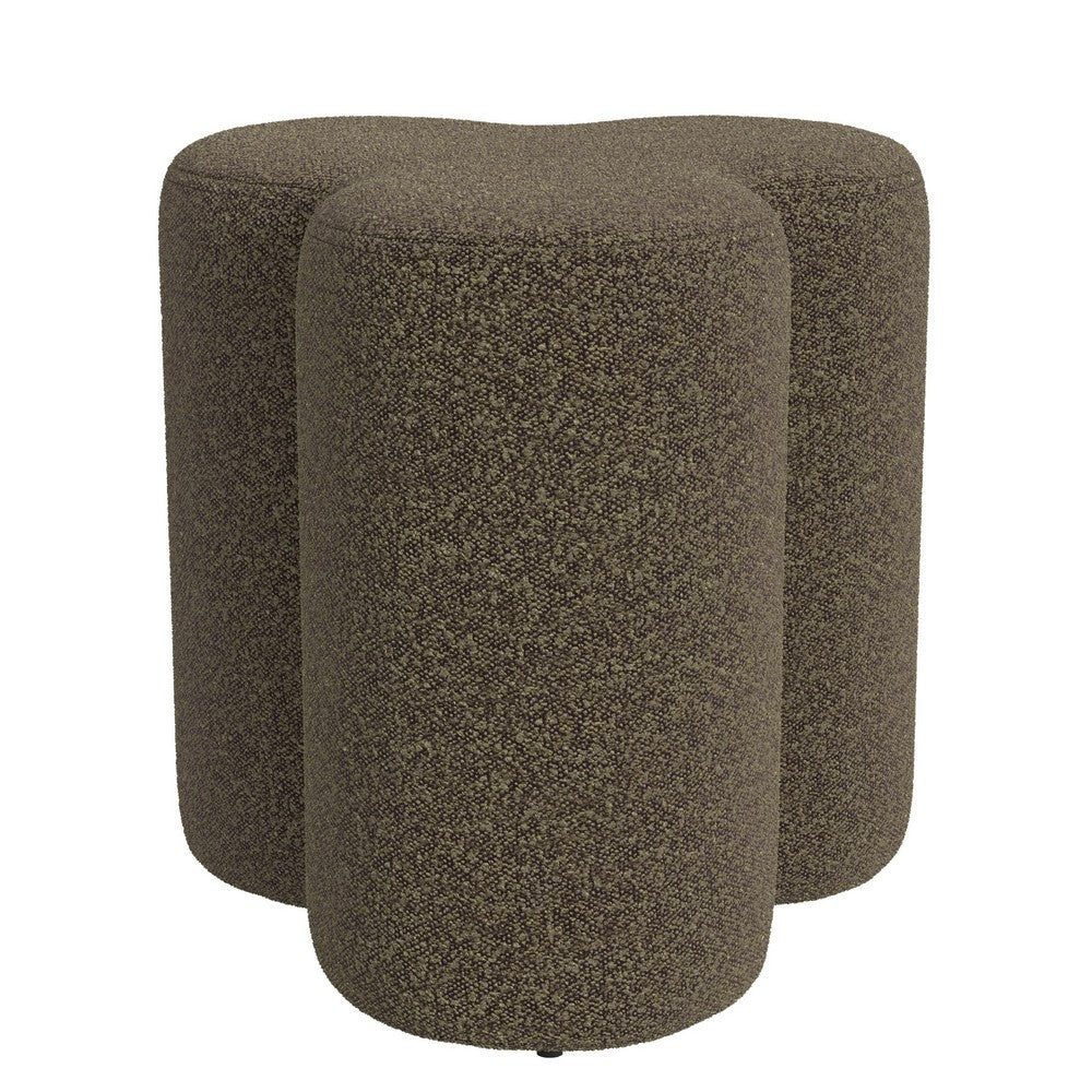 Ace Accent Ottoman with Clover Shape in Dark Brown Boucle, 18 Inch -BM334177