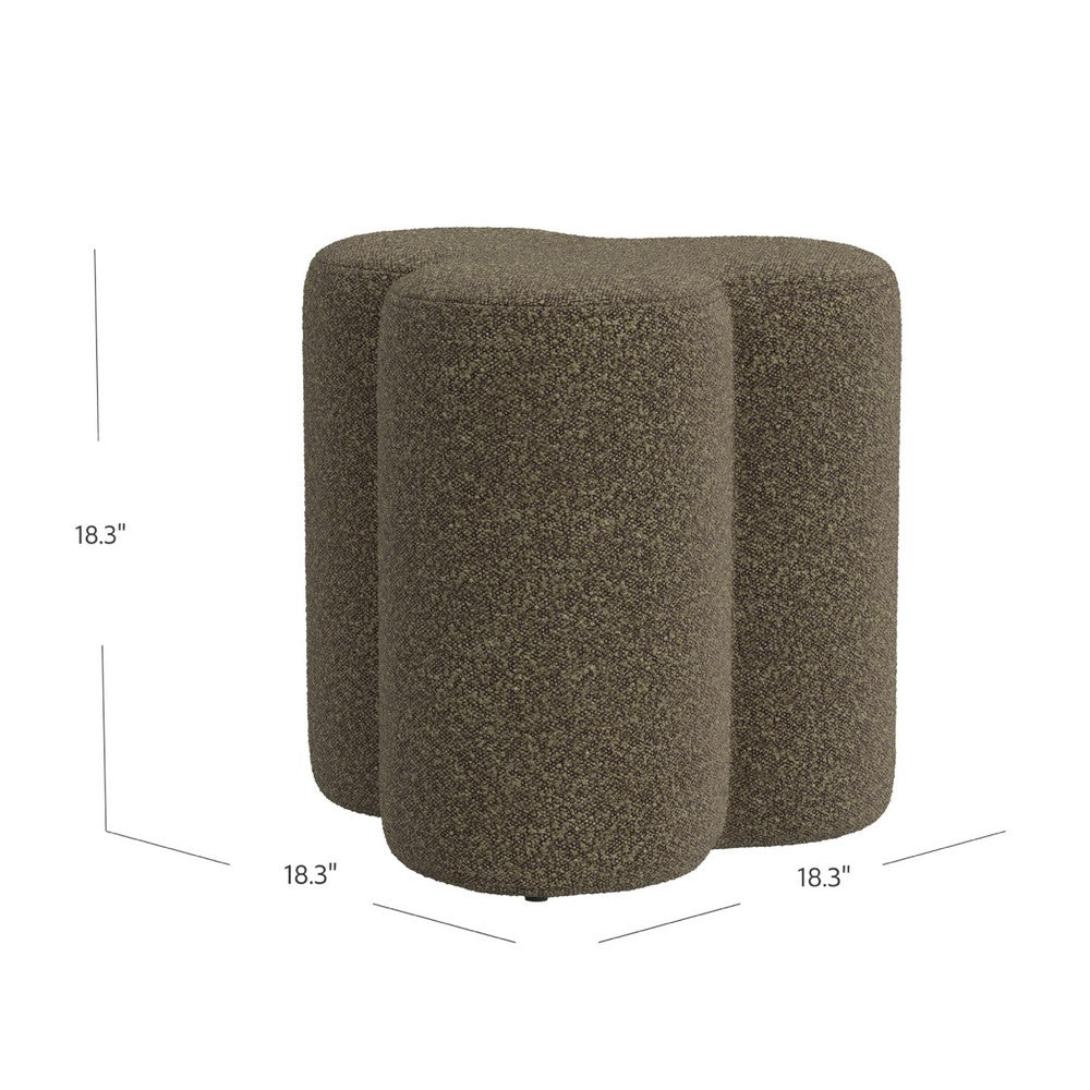 Ace Accent Ottoman with Clover Shape in Dark Brown Boucle, 18 Inch -BM334177