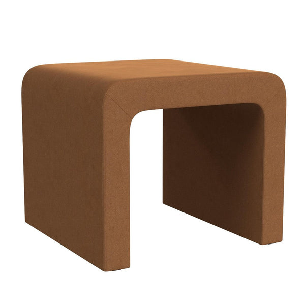 Ari Ottoman Footstool, Arc Shape with Rust Orange Velvet, 22 Inch -BM334178