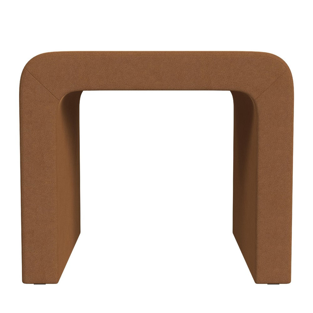 Ari Ottoman Footstool, Arc Shape with Rust Orange Velvet, 22 Inch -BM334178