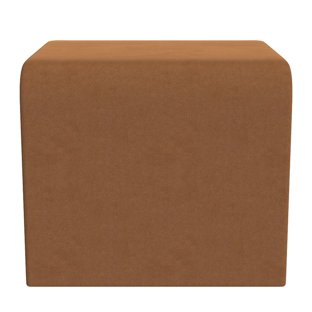 Ari Ottoman Footstool, Arc Shape with Rust Orange Velvet, 22 Inch -BM334178