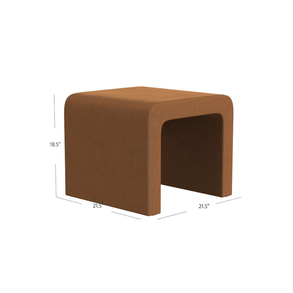 Ari Ottoman Footstool, Arc Shape with Rust Orange Velvet, 22 Inch -BM334178