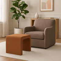 Ari Ottoman Footstool, Arc Shape with Rust Orange Velvet, 22 Inch -BM334178