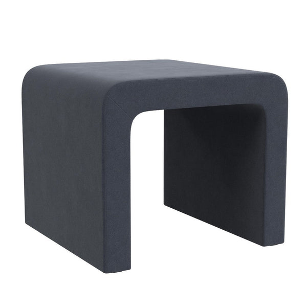 Ari Ottoman Footstool, Arc Shape with Steel Blue Velvet, 22 Inch -BM334179