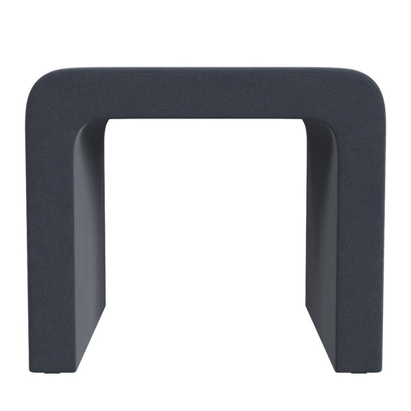 Ari Ottoman Footstool, Arc Shape with Steel Blue Velvet, 22 Inch -BM334179