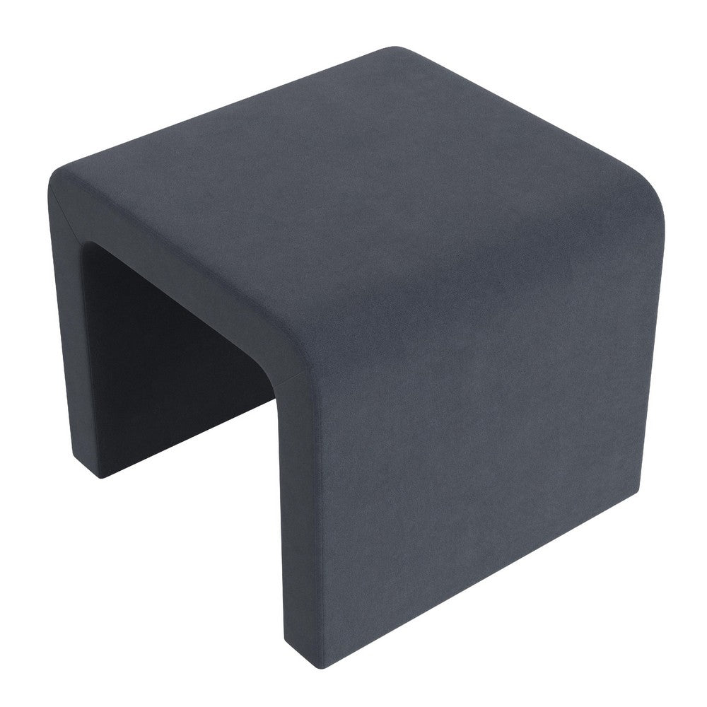 Ari Ottoman Footstool, Arc Shape with Steel Blue Velvet, 22 Inch -BM334179