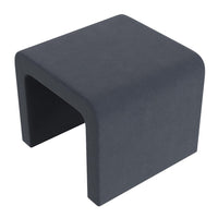 Ari Ottoman Footstool, Arc Shape with Steel Blue Velvet, 22 Inch -BM334179
