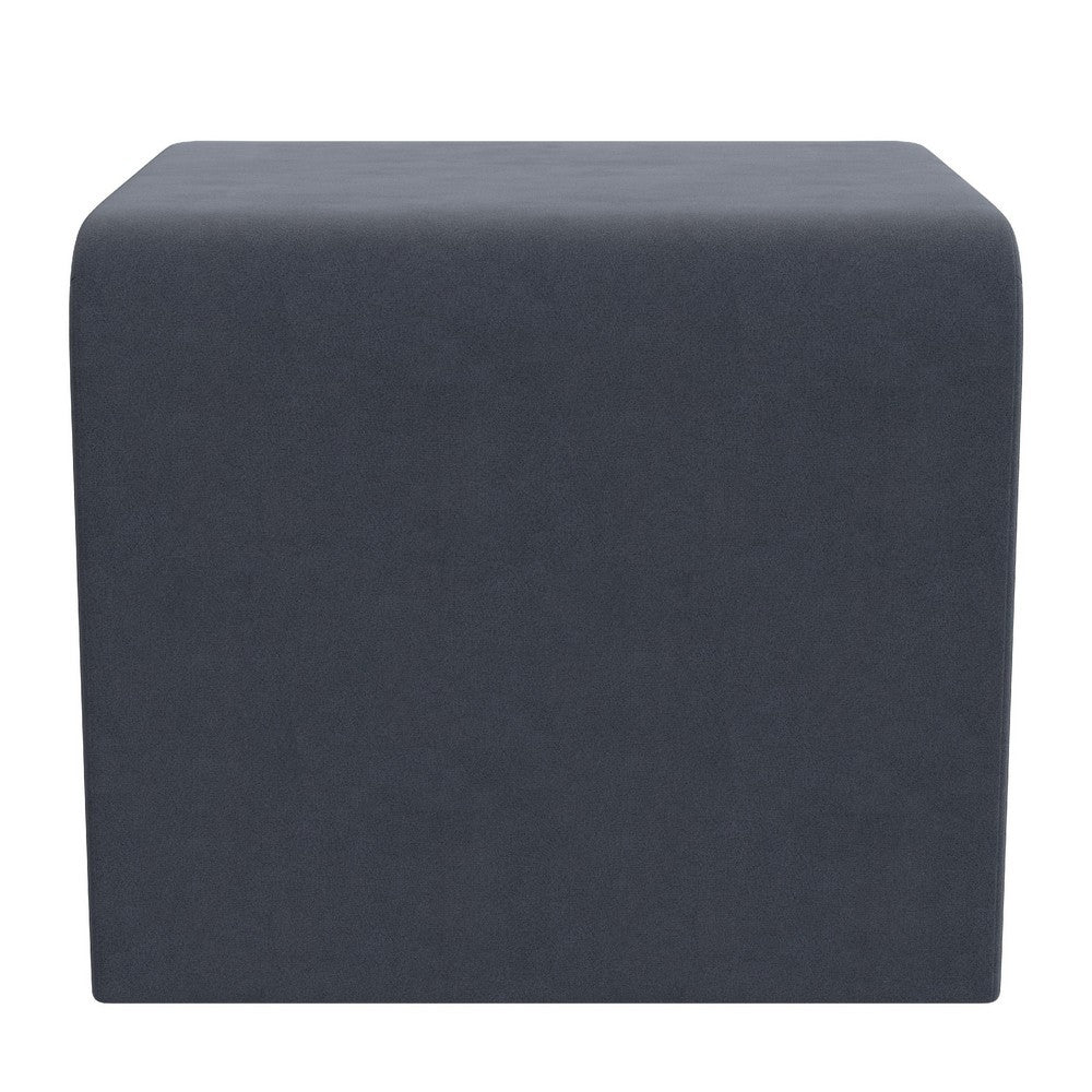 Ari Ottoman Footstool, Arc Shape with Steel Blue Velvet, 22 Inch -BM334179