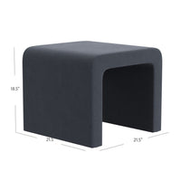 Ari Ottoman Footstool, Arc Shape with Steel Blue Velvet, 22 Inch -BM334179