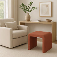 Ari Ottoman Footstool, Arc Shape with Rich Pink Chenille, 22 Inch -BM334180