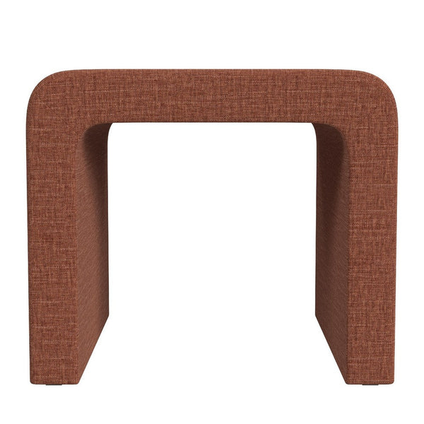 Ari Ottoman Footstool, Arc Shape with Rust Orange Chenille, 22 Inch -BM334181