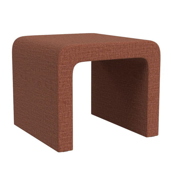 Ari Ottoman Footstool, Arc Shape with Rust Orange Chenille, 22 Inch -BM334181