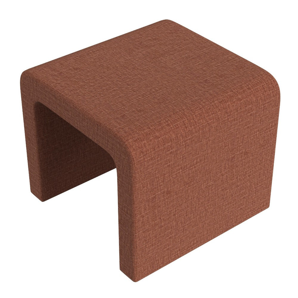 Ari Ottoman Footstool, Arc Shape with Rust Orange Chenille, 22 Inch -BM334181