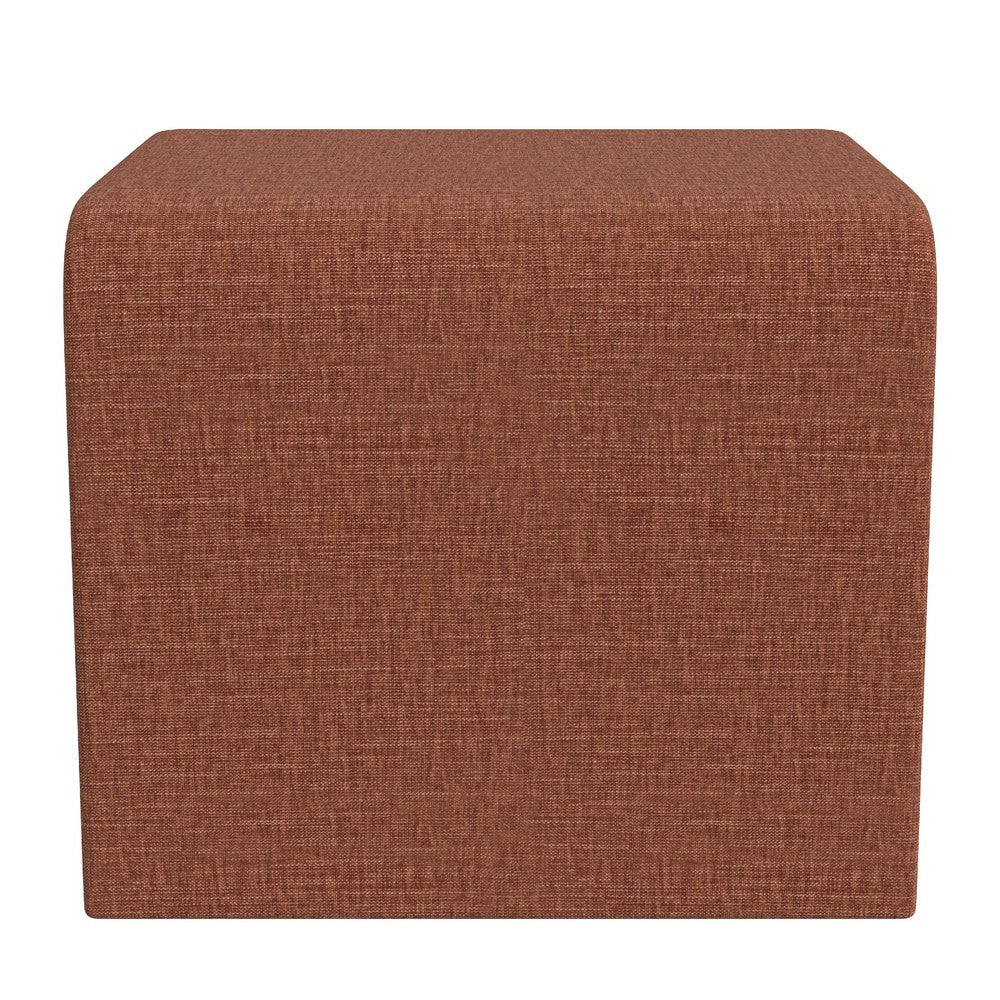 Ari Ottoman Footstool, Arc Shape with Rust Orange Chenille, 22 Inch -BM334181