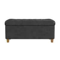 Bea Storage Ottoman Bench with Tufted Black Faux Leather, 40 Inch -BM334182