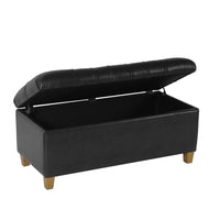 Bea Storage Ottoman Bench with Tufted Black Faux Leather, 40 Inch -BM334182