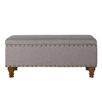 Ava Accent Bench with Storage Compartment, Nailhead Trim, 42 Inch Gray -BM334184