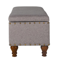 Ava Accent Bench with Storage Compartment, Nailhead Trim, 42 Inch Gray -BM334184