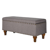 Ava Accent Bench with Storage Compartment, Nailhead Trim, 42 Inch Gray -BM334184