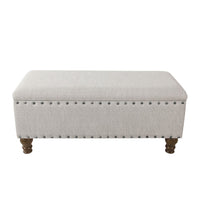 Ava Accent Bench with Storage Compartment, Nailhead Trim 42 Inch Cream -BM334185