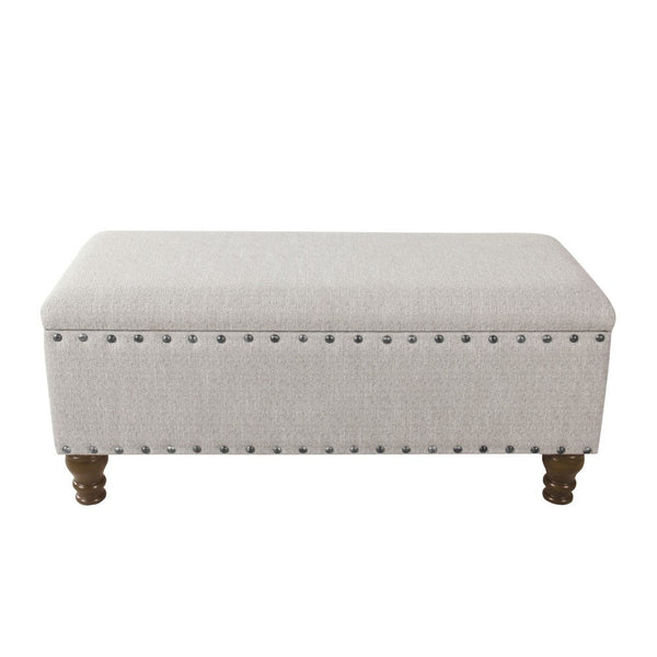 Ava Accent Bench with Storage Compartment, Nailhead Trim 42 Inch Cream -BM334185